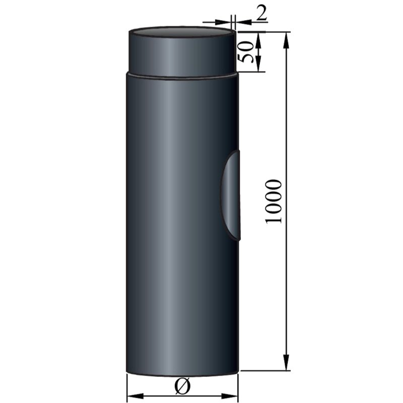 Rauchrohr mit Reinigungsöffnung Ø160 x 1000 x 2 mm, Farbe schwarz