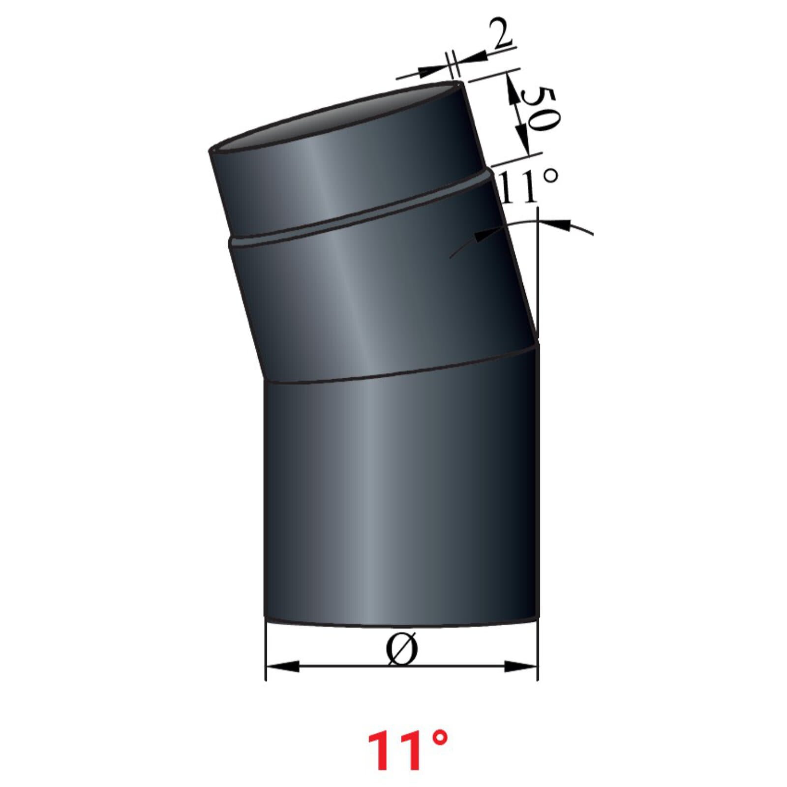 Rauchrohrbogen 11° Ø120 x 2 mm ohne Reinigungsöffnung, Farbe schwarz