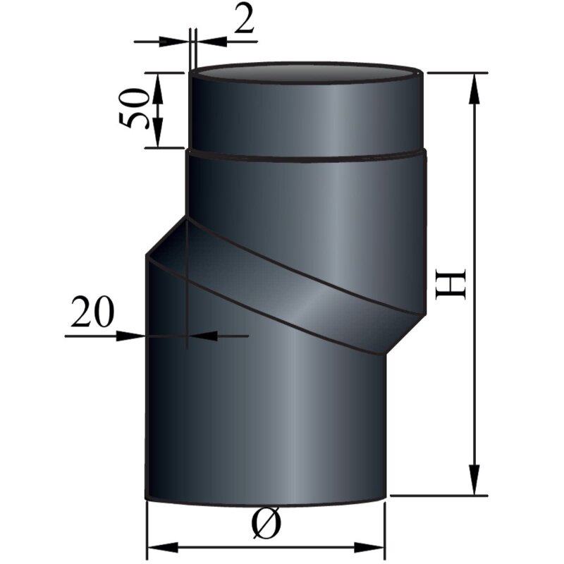 S-Bogen 20 mm Versatz Ø120 x 2 mm, Farbe schwarz