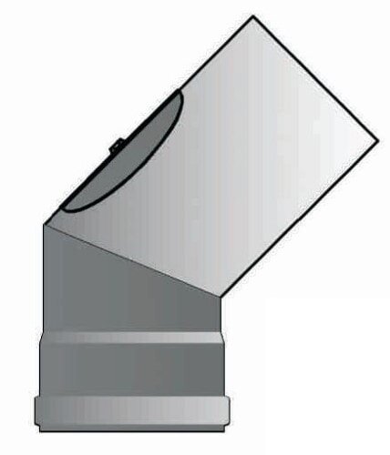 Pelletrauchrohrbogen 2-teilig 45° Ø 80 x 1,2 mm mit Reinigungsöffnung