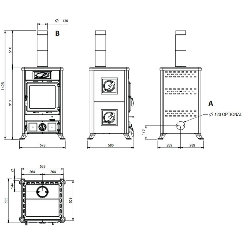 Kaminofen La Nordica Rossella R1 16 Ceramica - 9 kW
