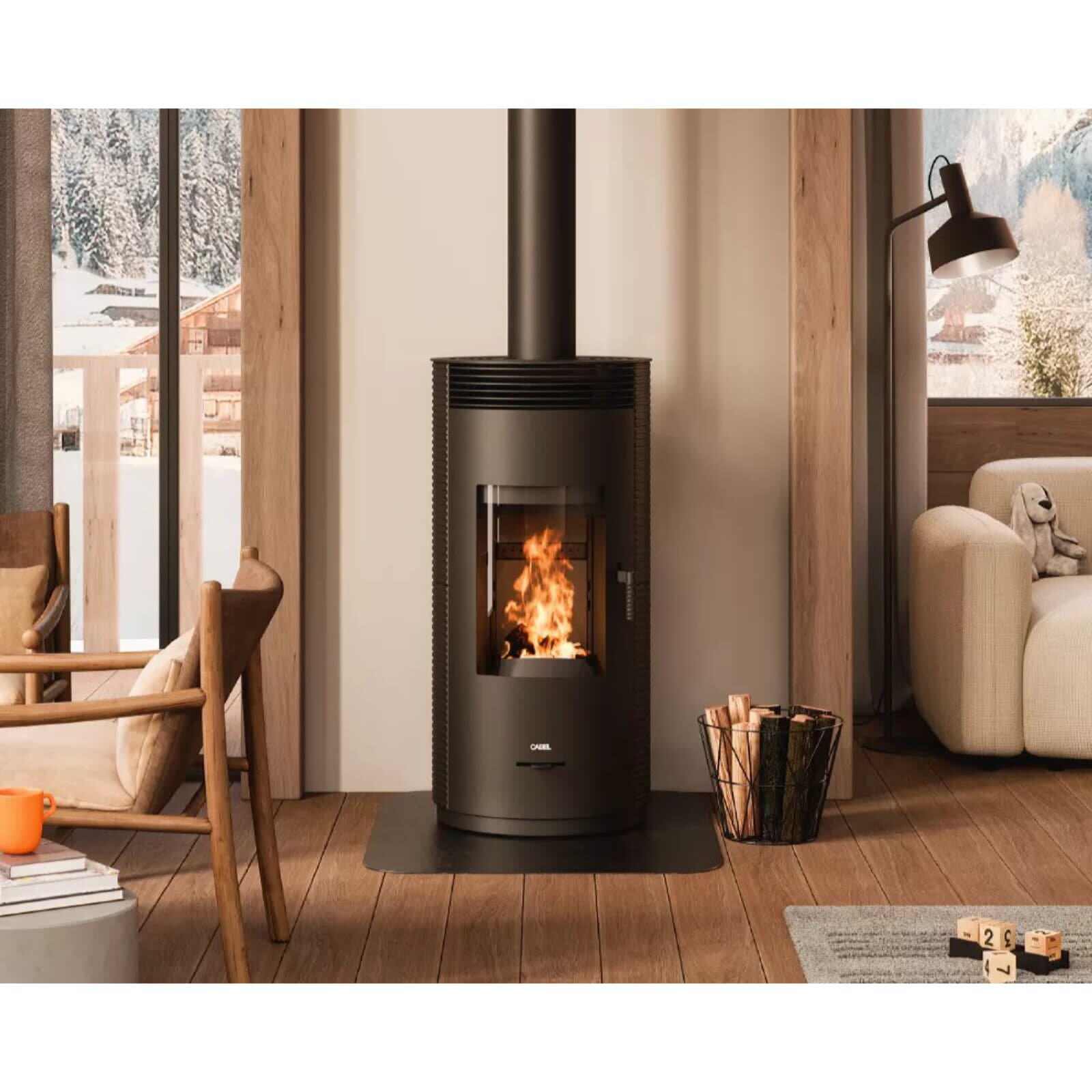 Kaminofen Cadel Spin 8 Wood Air - 8 kW - Gusseisen Schwarz