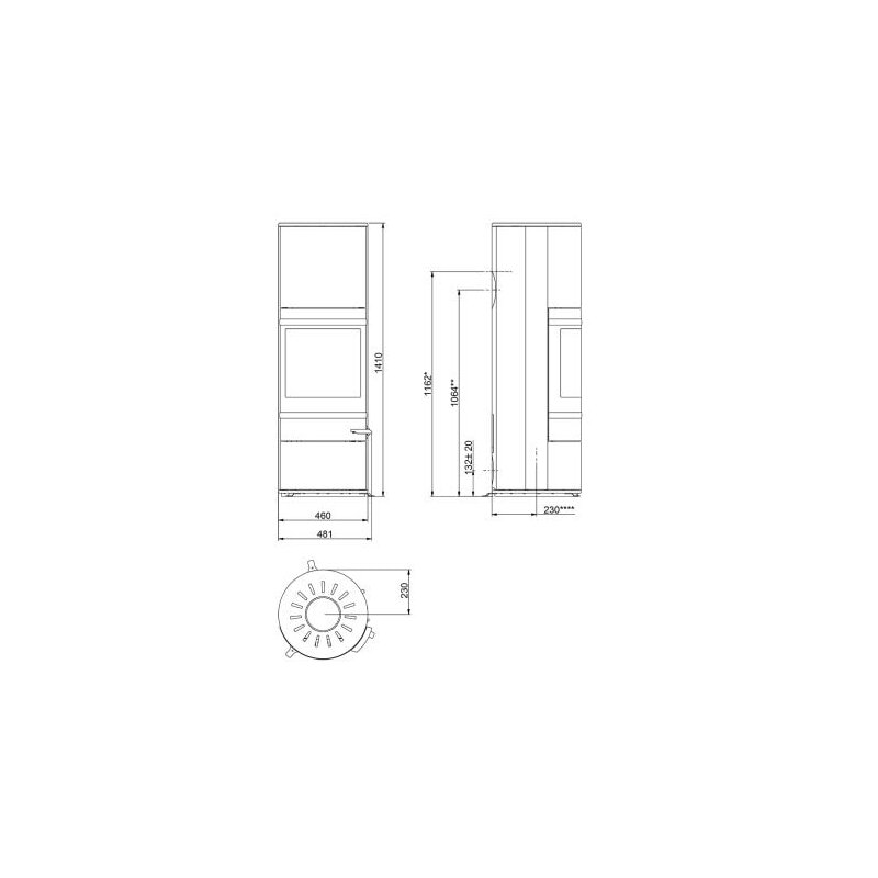 Kaminofen  SCAN 83-4 Maxi, Griff und Leisten Alu, grau - 5 kW (RLU) - B-Ware
