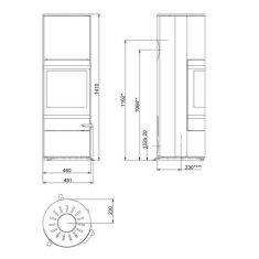 Kaminofen  SCAN 83-4 Maxi, Griff und Leisten Alu, grau - 5 kW (RLU) - B-Ware