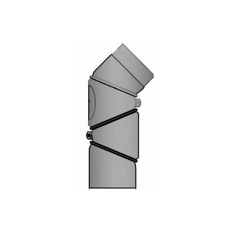 Rauchrohrbogen verstellbar 4-teilig 0-90° Ø 120 x 2 mm mit Reinigungsöffnung, Farbe schwarz