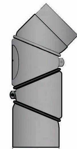 Rauchrohrbogen verstellbar 4-teilig 0-90° Ø 120 x 2 mm mit Reinigungsöffnung, Farbe schwarz