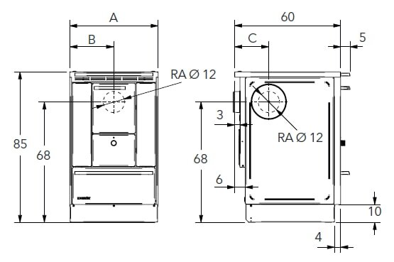 Küchenherd Lohberger - Rega 50 Edition SGM - 4,5 kW - Schwarzgrau matt - AKTION