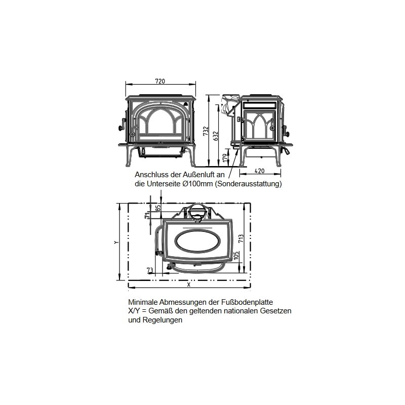 Kaminofen Gussofen Jotul F 500 ECO SE - 8,8 kW - Elfenbein - B-Ware