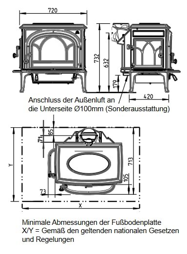 Kaminofen Gussofen Jotul F 500 ECO SE - 8,8 kW - Elfenbein - B-Ware