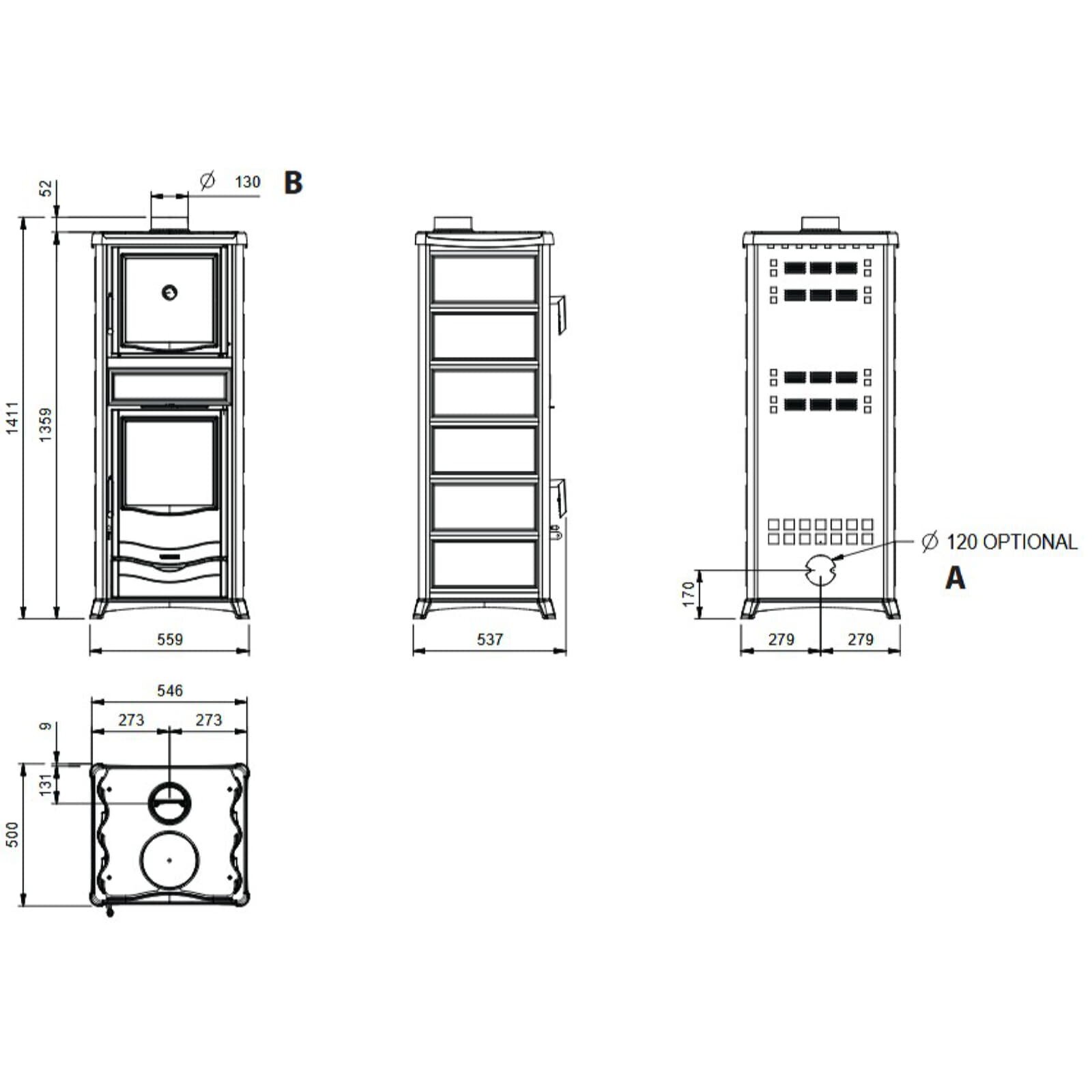 Kaminofen La Nordica Rossella Plus Forno 165 Petra - 9,4 kW - Naturstein