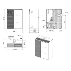 Pelletofen MCZ Eiko 365 Up (Anschluss oben) mit Kühlfunktion - 6 kW, Schwarz