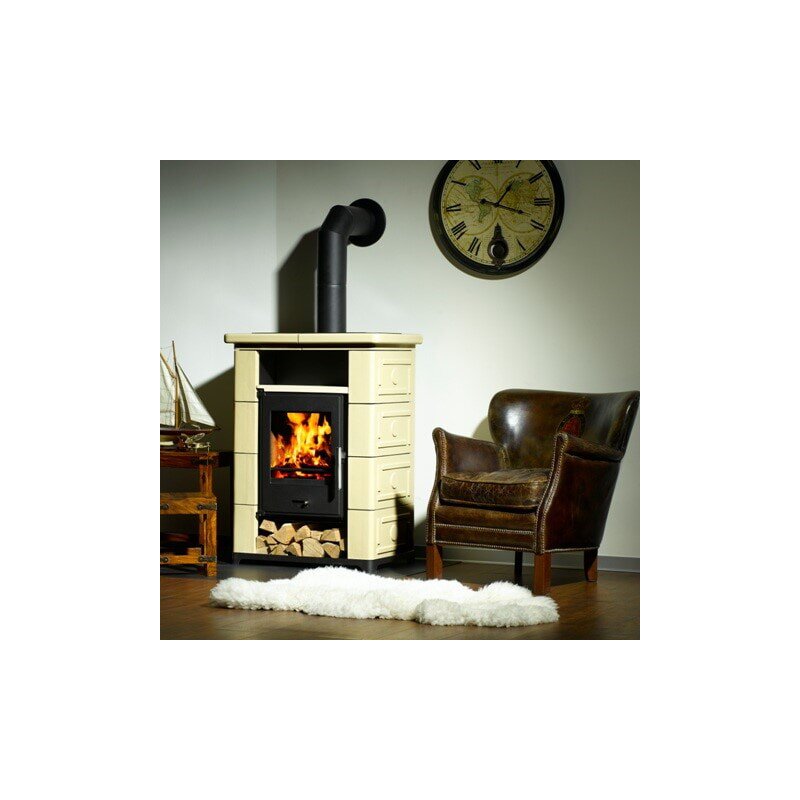 Kaminofen Wamsler Montafon - 7 kW - Schwarz / Keramik Beige