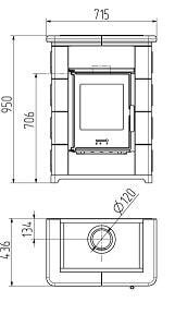 Kaminofen Wamsler Montafon - 7 kW - Schwarz / Keramik Beige