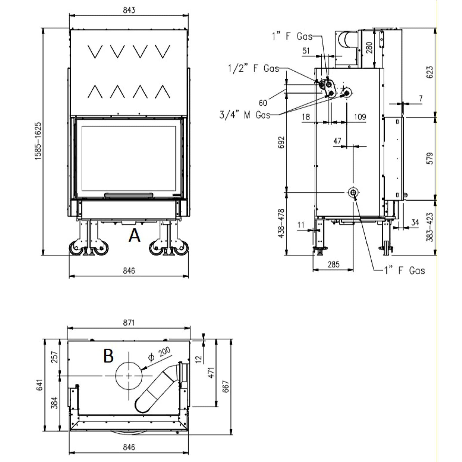 Kamineinsatz wassergeführt La Nordica Termocamino WF Plus 16 - 20,5 kW