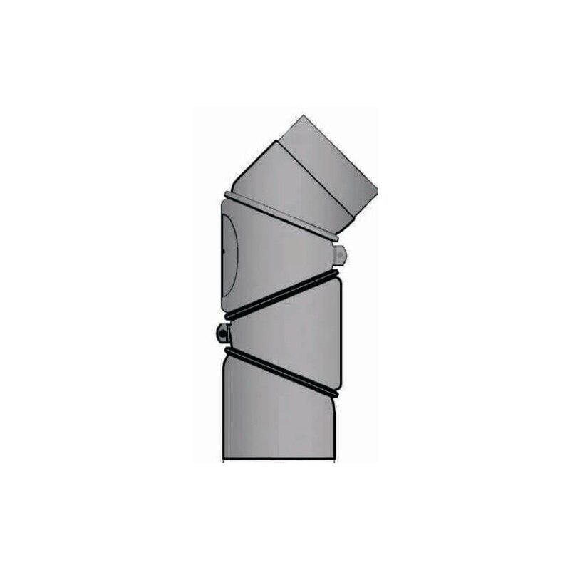 Rauchrohrbogen verstellbar 4-teilig 0-90° Ø 150 x 2 mm mit Reinigungsöffnung, Farbe schwarz