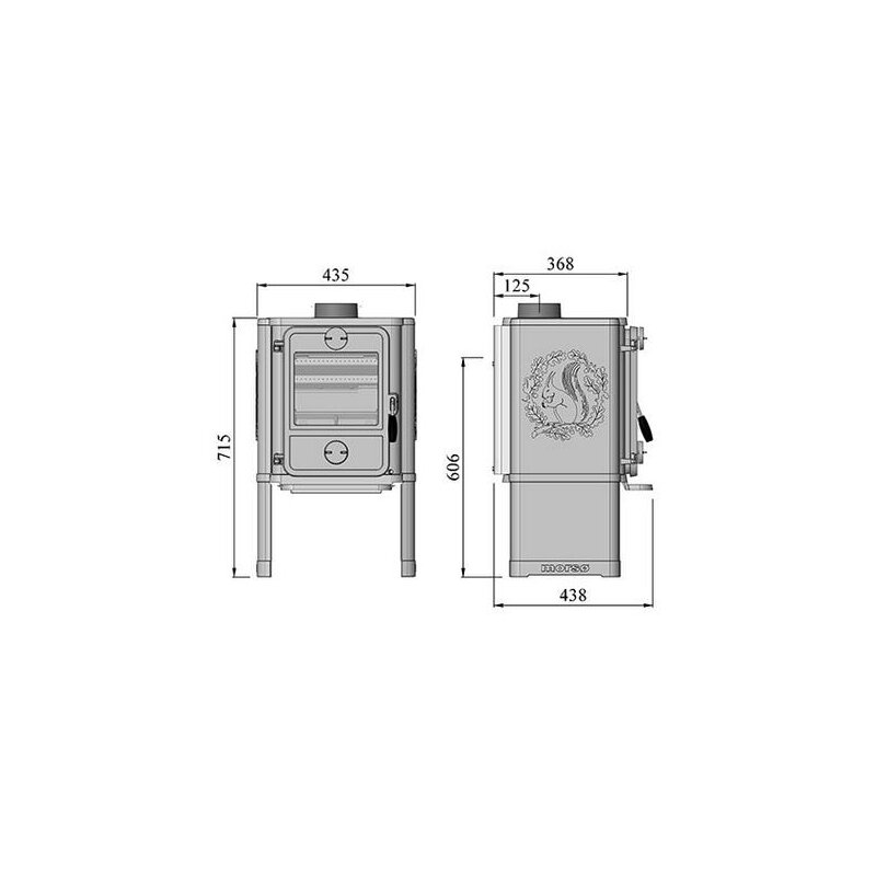 Kaminofen Gussofen Morsoe 1442 - glatt mit Eichhörnchen - 5 kW