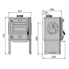 Kaminofen Gussofen Morsoe 1442 - glatt mit Eichhörnchen - 5 kW