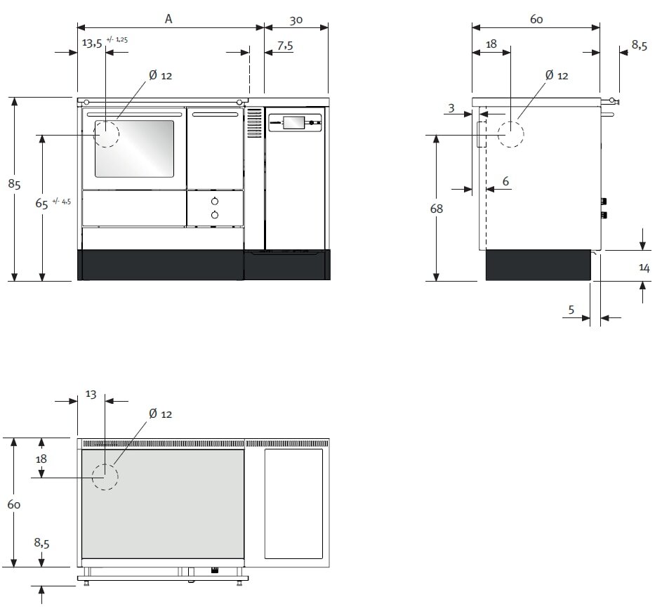 Küchenherd mit Pelletmodul Lohberger Varioline - LCP 75 B Classic - 6 kW