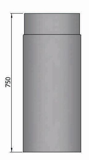 Rauchrohr Ø150 x 750 x 2 mm, Farbe schwarz